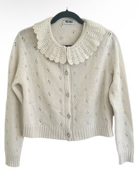 GiGi Knitwear Dolly 100% Merino Wool Cardi in Cream Small